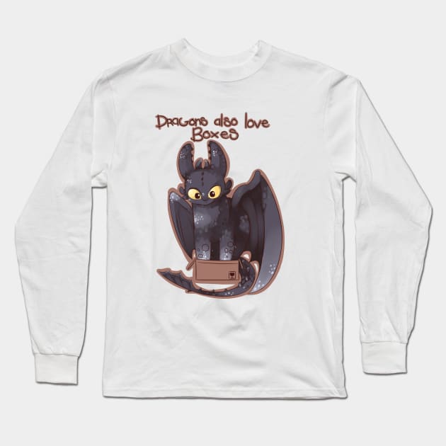 Even dragons love boxes Long Sleeve T-Shirt by ShannonDraws